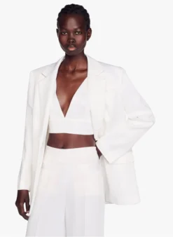 Sandro LOLITE - Croptop Met V-hals | Wit -Kleding Winkel 4077292