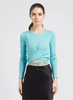 RUTH - Korte, Wollen Top | Blauw