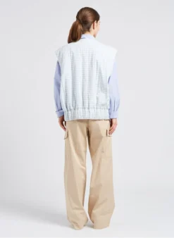 JOSEPHINE - Mouwloos Jasje Katoenblend | Blauw -Kleding Winkel 4087360