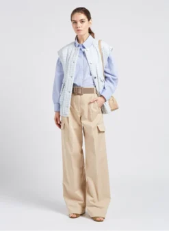 JOSEPHINE - Mouwloos Jasje Katoenblend | Blauw -Kleding Winkel 4087361