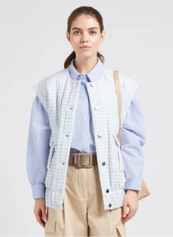 JOSEPHINE - Mouwloos Jasje Katoenblend | Blauw