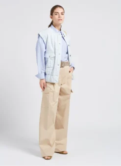 JOSEPHINE - Mouwloos Jasje Katoenblend | Blauw -Kleding Winkel 4087365