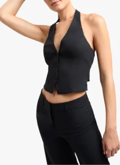 KOOKAI Nauwsluitende Top Met V-hals | Zwart -Kleding Winkel 4087769