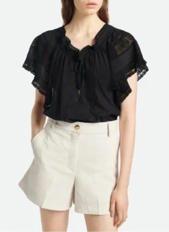 Vanessa Bruno AVA - Blouse Van Kant En Katoen | Zwart