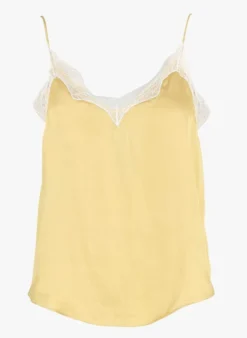 SEE U SOON Satijnachtig Hemdje Met Kant | Geel -Kleding Winkel 4090126