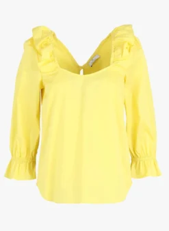 PAUL SMITH Katoenen Top Met Ruches | Geel -Kleding Winkel 4090193