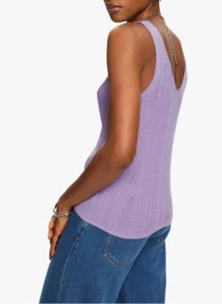 ESPRIT Gebreide Top Linnen/katoenblend | Violet -Kleding Winkel 4091519