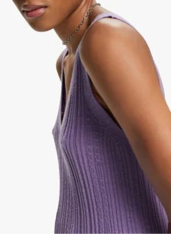 ESPRIT Gebreide Top Linnen/katoenblend | Violet -Kleding Winkel 4091520