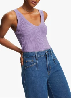 ESPRIT Gebreide Top Linnen/katoenblend | Violet