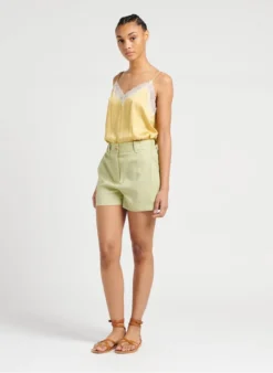 SEE U SOON Satijnachtig Hemdje Met Kant | Geel -Kleding Winkel 4098468