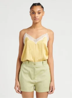 SEE U SOON Satijnachtig Hemdje Met Kant | Geel