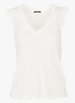 ONE STEP Linnen Top Met V-hals | Wit -Kleding Winkel 4098918