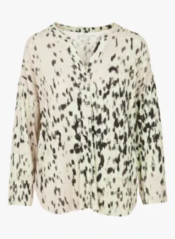 Blouse Met Print Linnen/viscoseblend Met Stretch | Wit -Kleding Winkel 4098971