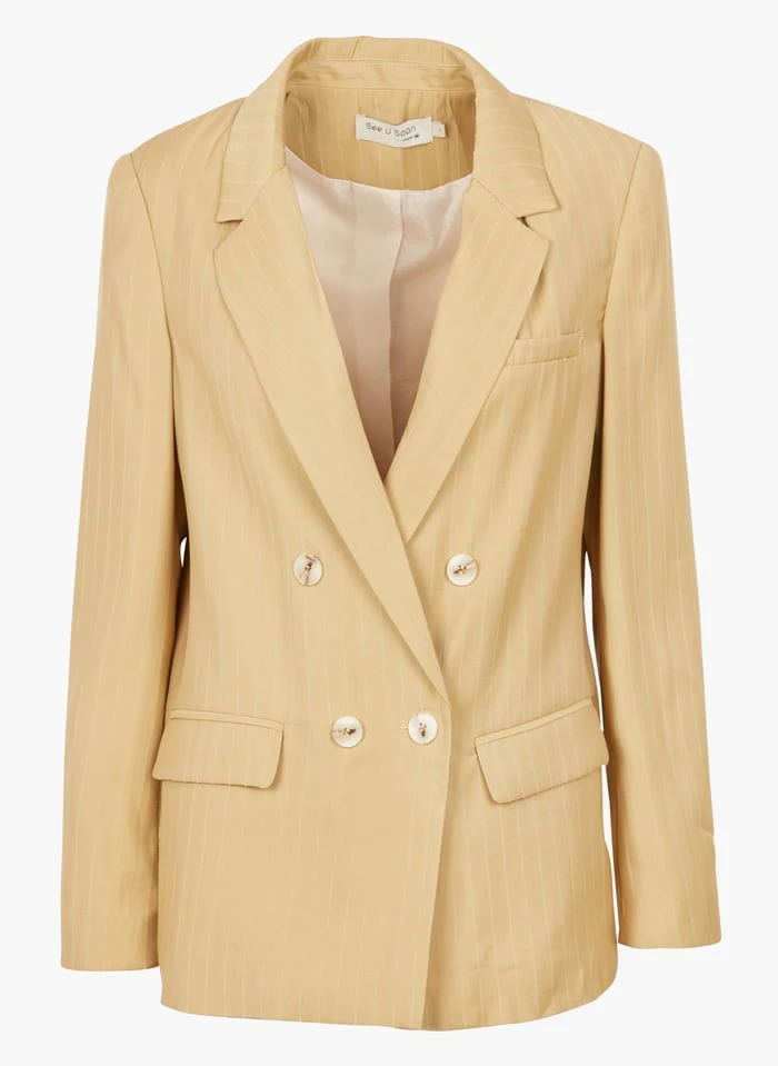 SEE U SOON Gestreepte Blazer | Geel 3 SEE U SOON Gestreepte Blazer | Geel - Afbeelding 3