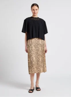 SEE U SOON Ruimvallende, Katoenen Blouse Met Details Met Ajourmotief | Zwart -Kleding Winkel 4099125