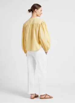 The New Society OLIVIA - Ruimvallende Blouse Van Biokatoen | Geel -Kleding Winkel 4099260