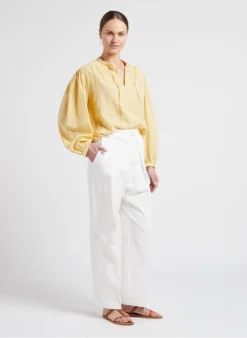 The New Society OLIVIA - Ruimvallende Blouse Van Biokatoen | Geel -Kleding Winkel 4099261