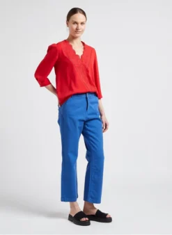 Top Met V-hals En Engels Kant | Rood -Kleding Winkel 4099311