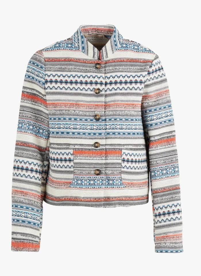 Jasje Met Opstaande Kraag En Jacquardmotief | Wit 2 Jasje Met Opstaande Kraag En Jacquardmotief | Wit - Afbeelding 2