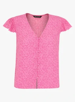 Whistles Top Van Viscose Met V-hals En Print | Roze 8 Whistles Top Van Viscose Met V-hals En Print | Roze -Kleding Winkel 4101208