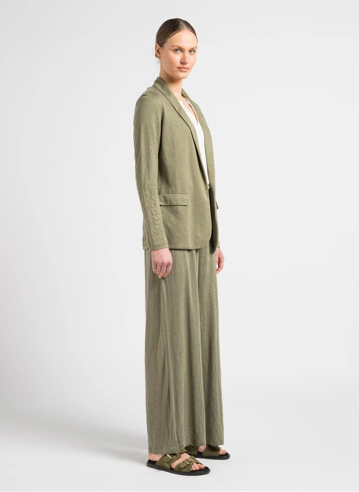 Soepelvallend Linnen Jasje | Kaki 4 Soepelvallend Linnen Jasje | Kaki - Afbeelding 4