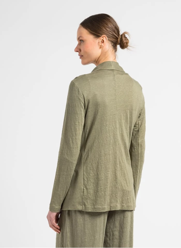 Soepelvallend Linnen Jasje | Kaki 2 Soepelvallend Linnen Jasje | Kaki - Afbeelding 2
