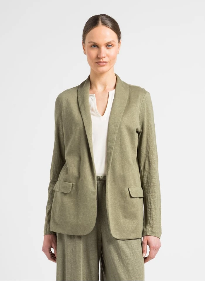 Soepelvallend Linnen Jasje | Kaki 1 Soepelvallend Linnen Jasje | Kaki