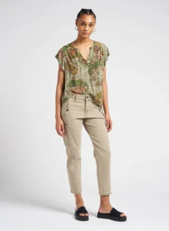 Ikks Soepelvallende Top Met Print | Groen -Kleding Winkel 4102677