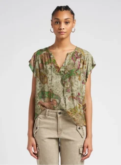 Ikks Soepelvallende Top Met Print | Groen