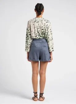 Blouse Met Print Linnen/viscoseblend Met Stretch | Wit -Kleding Winkel 4102901