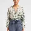 Blouse Met Print Linnen/viscoseblend Met Stretch | Wit