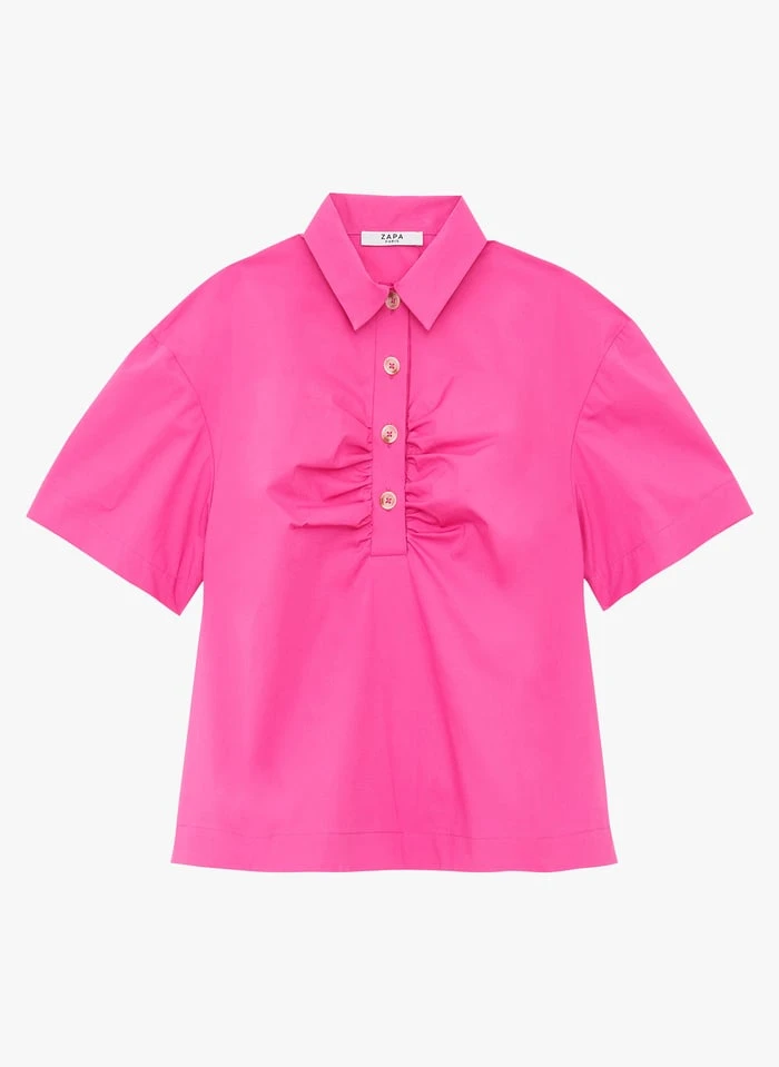 ZAPA CARIA - Katoenen Top Met Klassieke Kraag | Rood 2 ZAPA CARIA - Katoenen Top Met Klassieke Kraag | Rood - Afbeelding 2