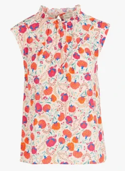 SEE U SOON Blouse Van Viscose Met Victoriaanse Kraag En Print | Rood -Kleding Winkel 4103672