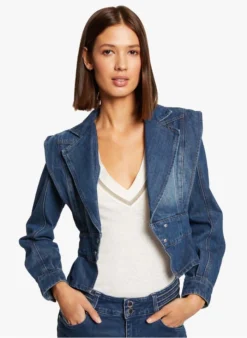 MORGAN VETY - Spijkerjasje Met Epauletten Van Katoenmix | Blauw