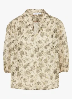 GERARD DAREL CAPUCINE - Katoenen Blouse Met Tuniekhals En Print | Groen -Kleding Winkel 4108392