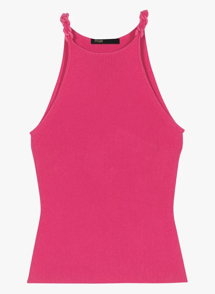 Maje MYCHAIN - Top Van Viscosemix Met Schouderbandjes En Schakels | Roze 2 Maje MYCHAIN - Top Van Viscosemix Met Schouderbandjes En Schakels | Roze - Afbeelding 2