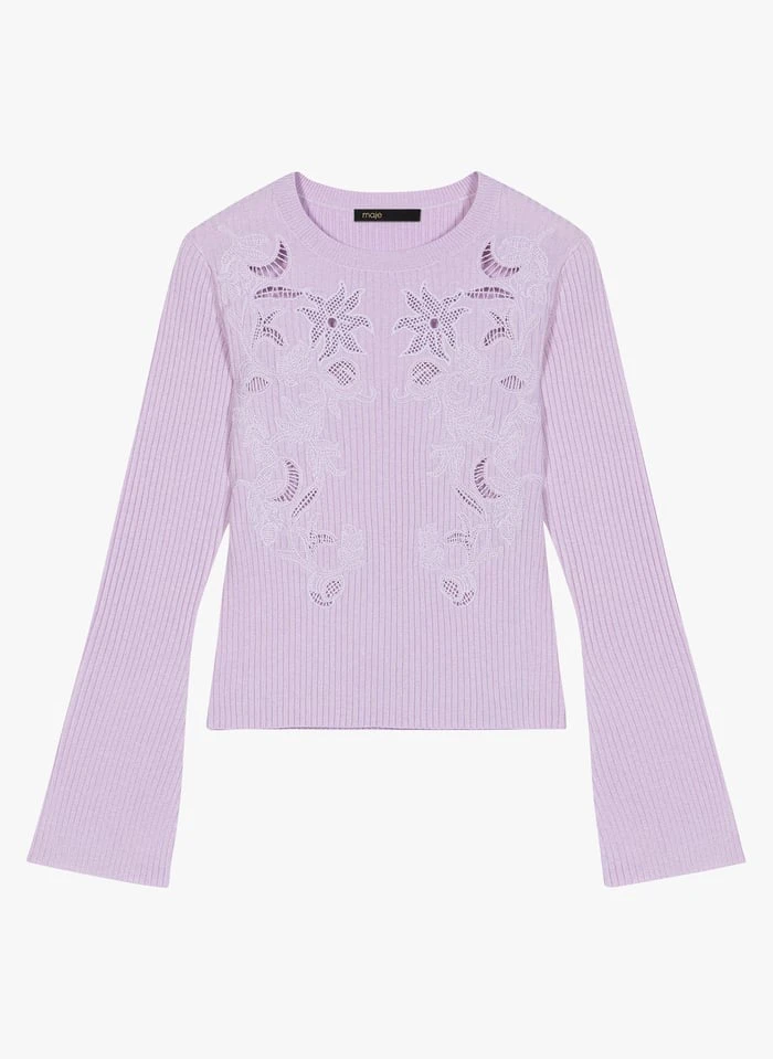 Maje MYSANY - Strakke Top Met Geborduurde Details | Violet 2 Maje MYSANY - Strakke Top Met Geborduurde Details | Violet - Afbeelding 2