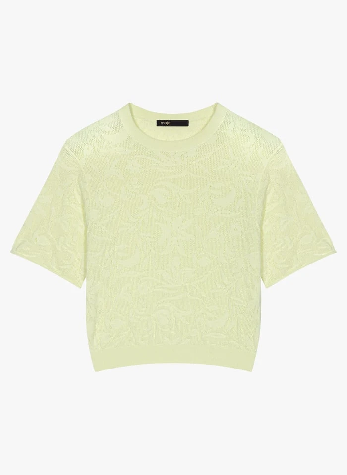 Maje MUNIK - Katoenen Blouse Met Ronde Hals En Textuur | Groen 2 Maje MUNIK - Katoenen Blouse Met Ronde Hals En Textuur | Groen - Afbeelding 2