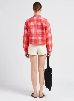 ESSENTIEL ANTWERP DUBIOUS - Dun, Cropped Jasje Met Klassieke Kraag | Rood -Kleding Winkel 4110201