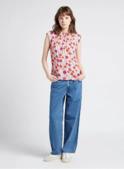 SEE U SOON Blouse Van Viscose Met Victoriaanse Kraag En Print | Rood -Kleding Winkel 4110723