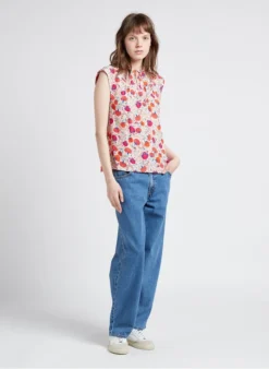 SEE U SOON Blouse Van Viscose Met Victoriaanse Kraag En Print | Rood -Kleding Winkel 4110726