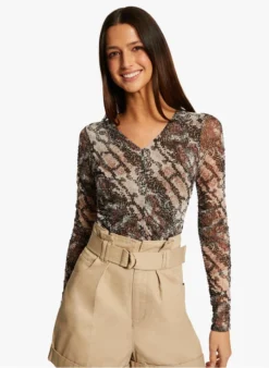 MORGAN TELEON - Top Met V-hals En Slangenprint | Veelkleurig