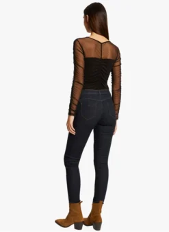 MORGAN TCAMEL - Top Met V-hals Van Plumetis | Zwart -Kleding Winkel 4111792