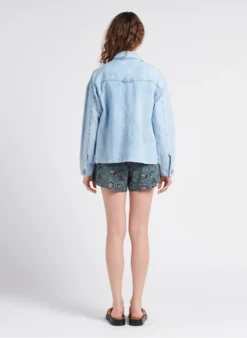 Sessun ASHTON - Licht Jasje Met Klassieke Kraag Katoenblend | Jeans Verschoten -Kleding Winkel 4112522