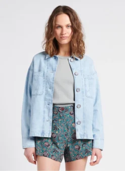 Sessun ASHTON - Licht Jasje Met Klassieke Kraag Katoenblend | Jeans Verschoten