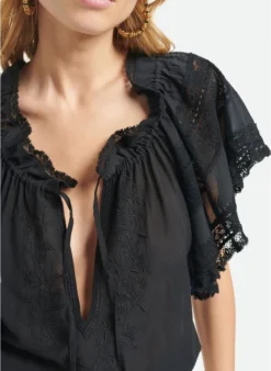 Vanessa Bruno AVA - Blouse Van Kant En Katoen | Zwart -Kleding Winkel 4113319