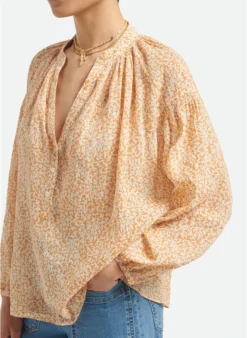 Vanessa Bruno NIPOA - Blouse Met Tuniekhals En Print Katoenblend | Bruin -Kleding Winkel 4113343