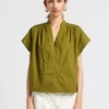 Soeur MADAGASCAR - Blouse Van Katoenpopeline Met V-hals | Groen