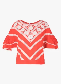 STELLA FOREST LIZZY - Wijde Katoenen Top Met Ronde Hals En Borduursel | Oranje 8 STELLA FOREST LIZZY - Wijde Katoenen Top Met Ronde Hals En Borduursel | Oranje -Kleding Winkel 4115791
