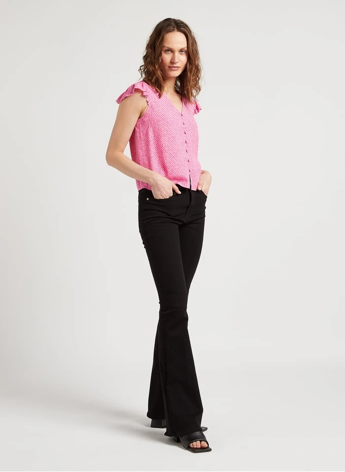 Whistles Top Van Viscose Met V-hals En Print | Roze 4 Whistles Top Van Viscose Met V-hals En Print | Roze - Afbeelding 4